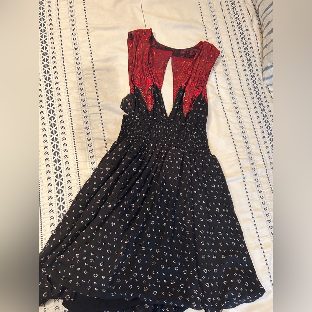 Free People Maroon and Black Dress